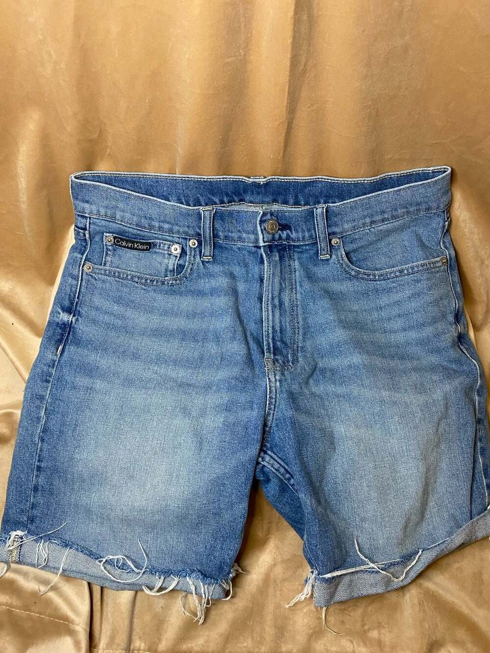 Calvin Klein Men’s Straight Leg Denim Cut Off Shorts